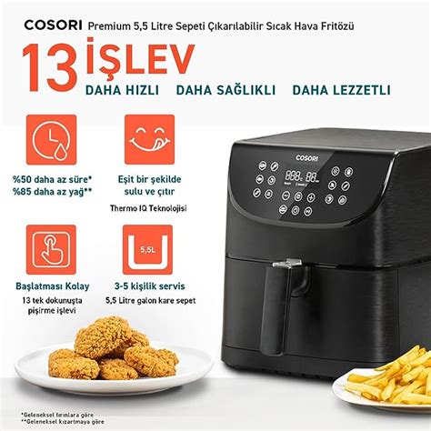 COSORI Airfryer Sağlıklı ve Verimli 5,5 L Sıcak Hava .